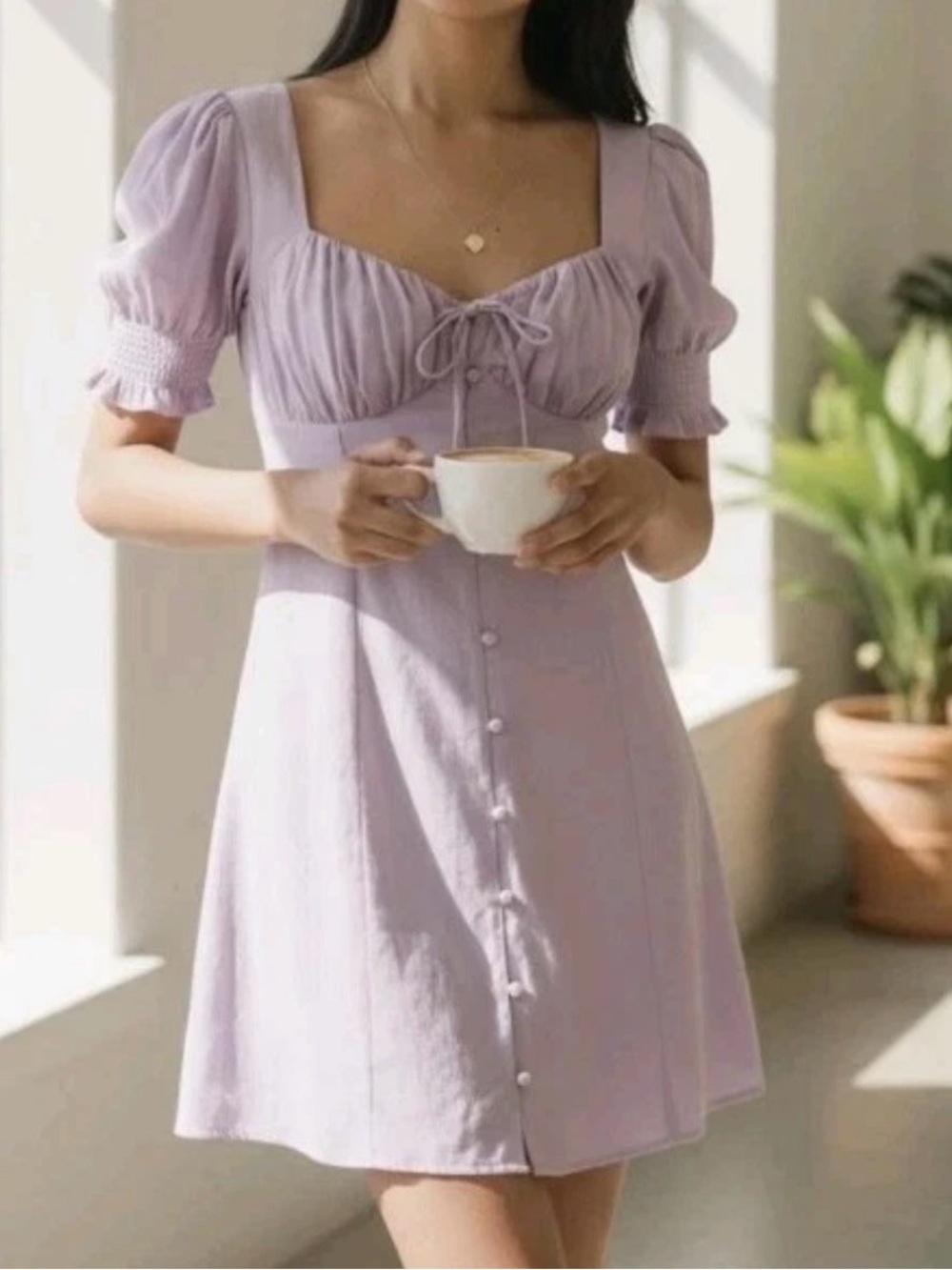 Urban Outfitters Lilac Puff Sleeve Mini Dress
